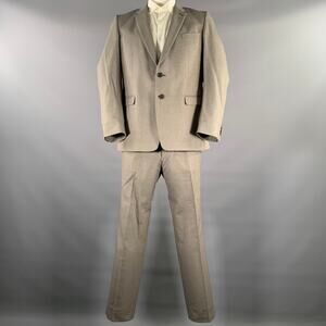 DRIES VAN NOTEN Size 44 Grey Black Cotton Notch Lapel Suit